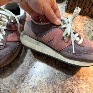 New Balance Women's Mauve and Rose Suede Runner Sneakers